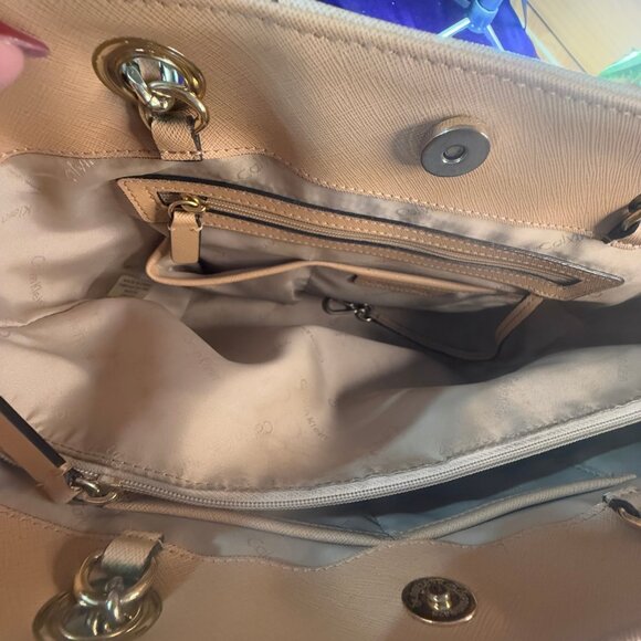 πCalvin Klein Hayden Saffiano Leather Patchwork Double Handle Tote - Handbag - Picture 10 of 16